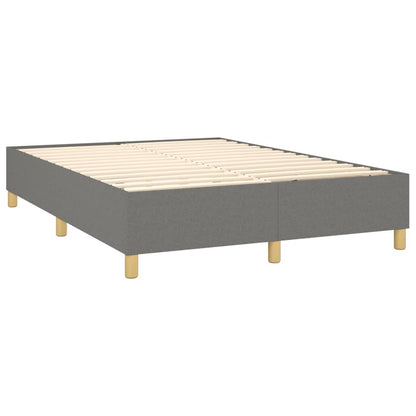 Spring Bed Frame with Dark Gray Mattress 140x190 cm Fabric