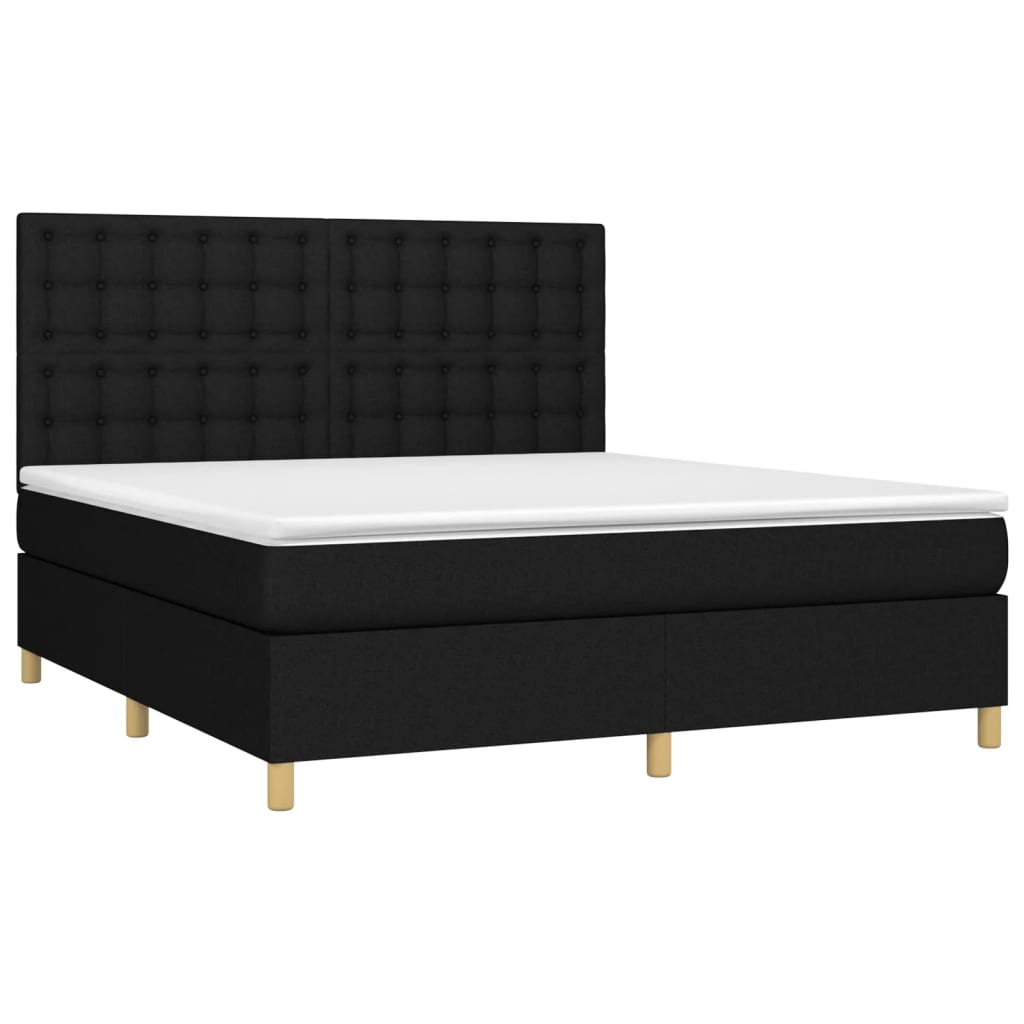 Spring bed frame with black mattress 180x200 cm in fabric