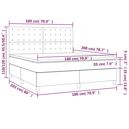 Spring bed frame with black mattress 180x200 cm in fabric