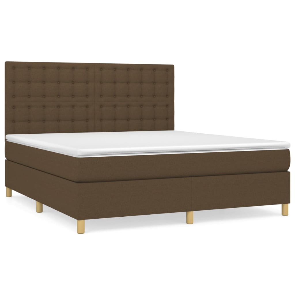 Giroletto a Molle con Materasso Marrone Scuro 180x200cm Tessuto | homemem39