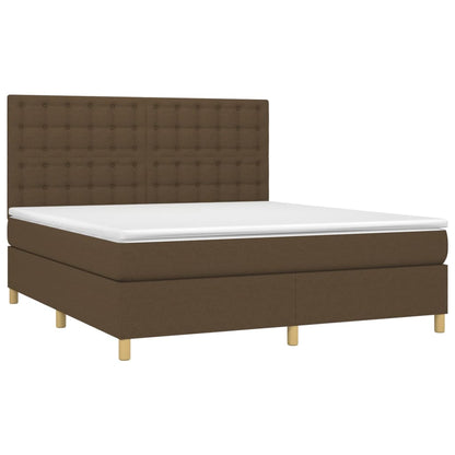 Giroletto a Molle con Materasso Marrone Scuro 180x200cm Tessuto | homemem39