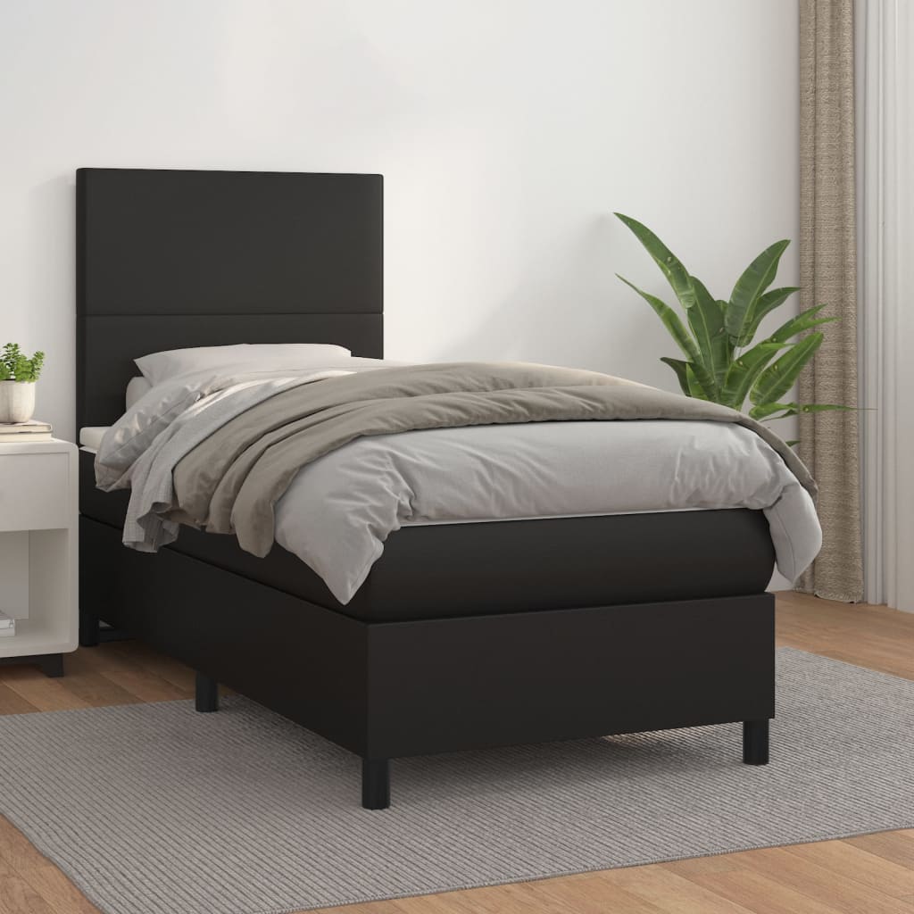 Giroletto a Molle con Materasso Nero 90x190 cm in Similpelle | homemem39