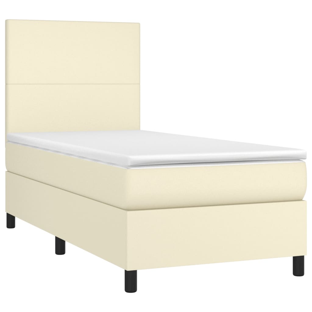 Giroletto a Molle con Materasso Crema 90x190 cm in Similpelle | homemem39