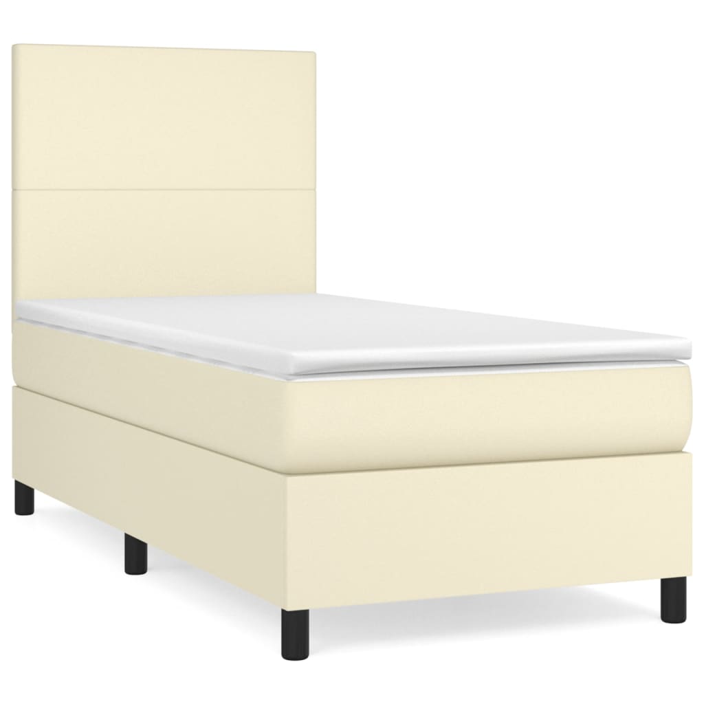 Giroletto a Molle con Materasso Crema 90x200 cm in Similpelle | homemem39