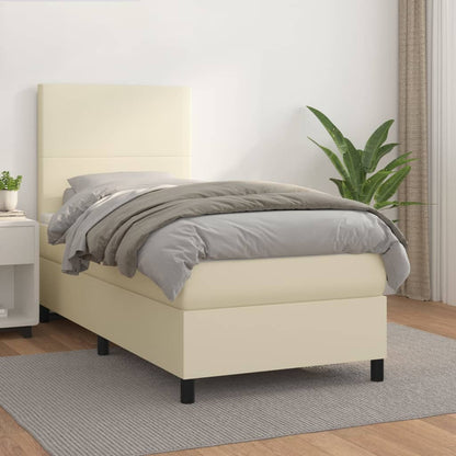 Giroletto a Molle con Materasso Crema 90x200 cm in Similpelle | homemem39