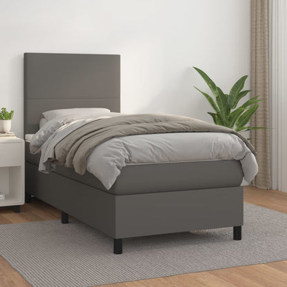 Giroletto a Molle con Materasso Grgio 90x200 cm in Similpelle | homemem39
