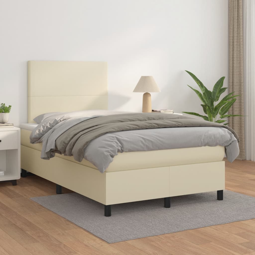 Giroletto a Molle con Materasso Crema 120x200 cm in Similpelle | homemem39