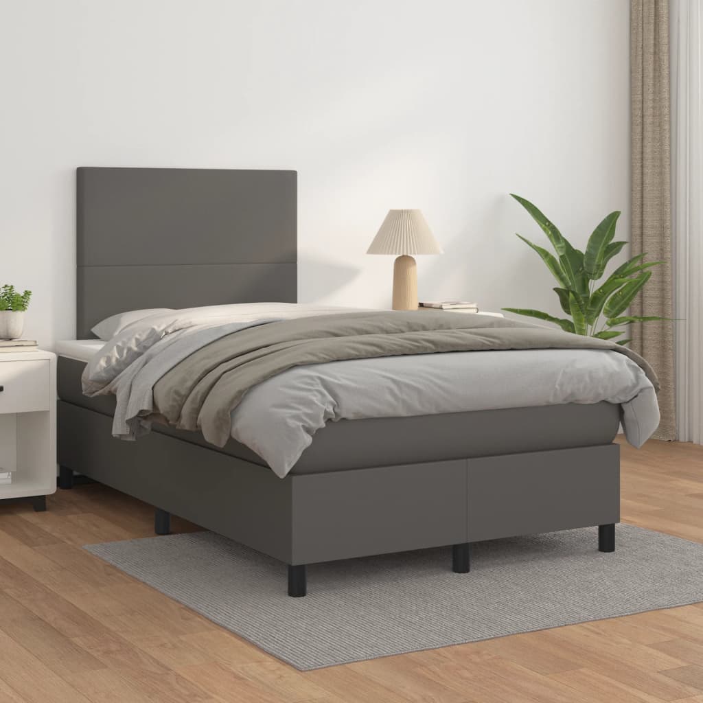 Giroletto a Molle con Materasso Grigio 120x200 cm in Similpelle | homemem39