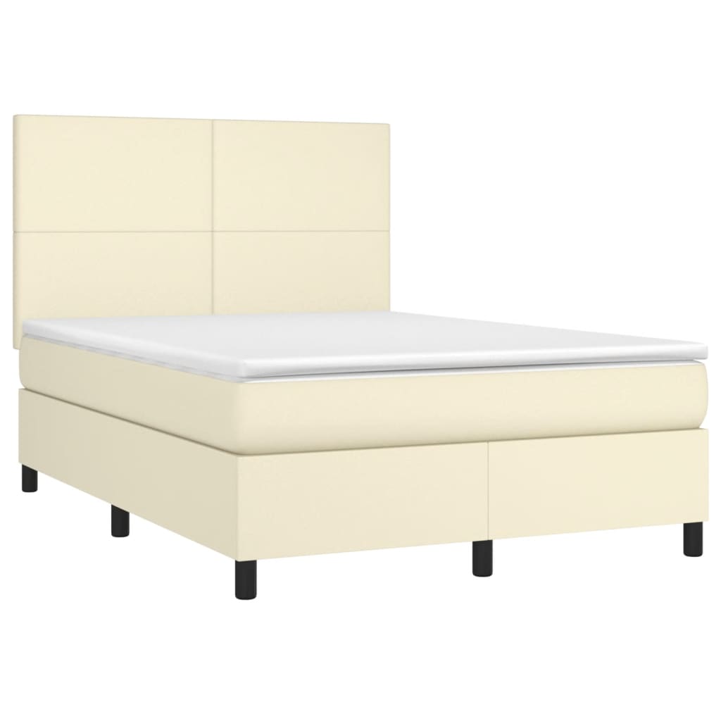 Giroletto a Molle con Materasso Crema 140x190 cm in Similpelle | homemem39