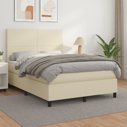 Giroletto a Molle con Materasso Crema 140x190 cm in Similpelle | homemem39