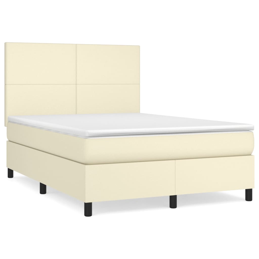 Giroletto a Molle con Materasso Crema 140x200 cm in Similpelle | homemem39