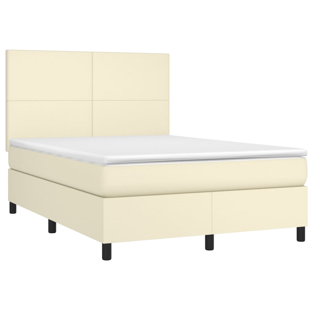 Giroletto a Molle con Materasso Crema 140x200 cm in Similpelle | homemem39