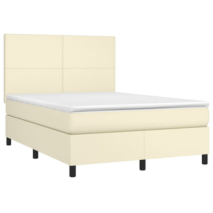 Giroletto a Molle con Materasso Crema 140x200 cm in Similpelle | homemem39