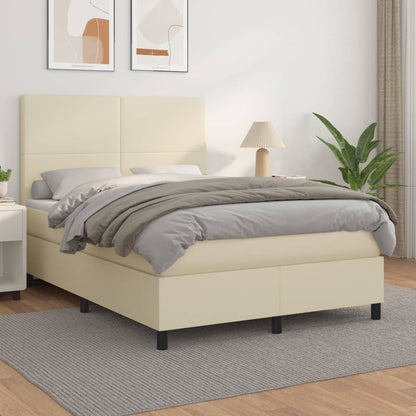 Giroletto a Molle con Materasso Crema 140x200 cm in Similpelle | homemem39