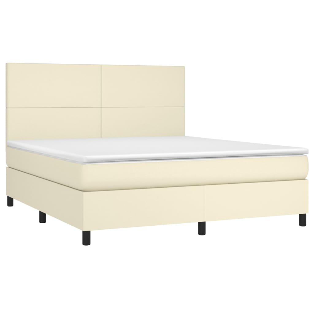 Giroletto a Molle con Materasso Crema 160x200 cm in Similpelle