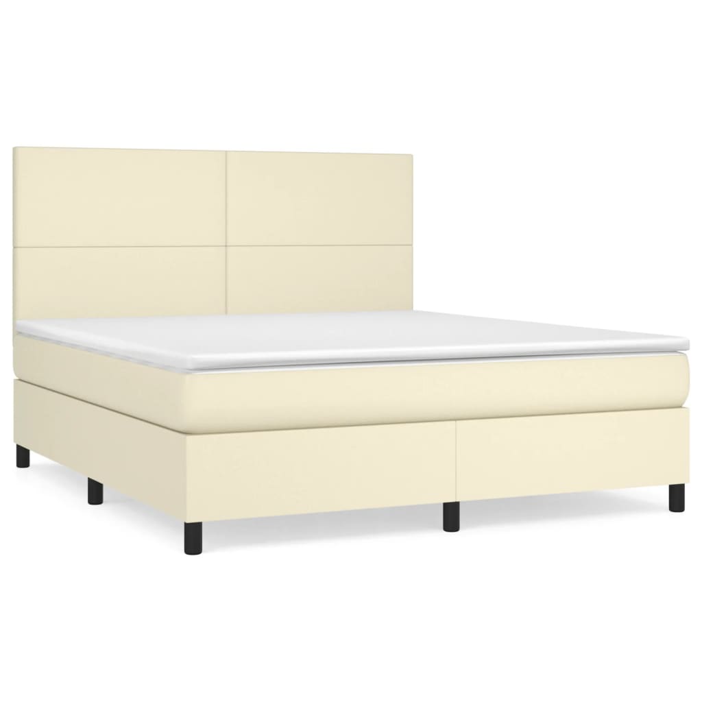 Giroletto a Molle con Materasso Crema 180x200 cm in Similpelle | homemem39