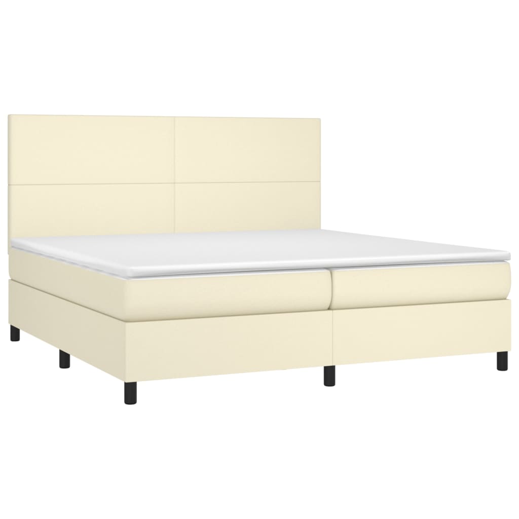 Giroletto a Molle con Materasso Crema 200x200 cm in Similpelle