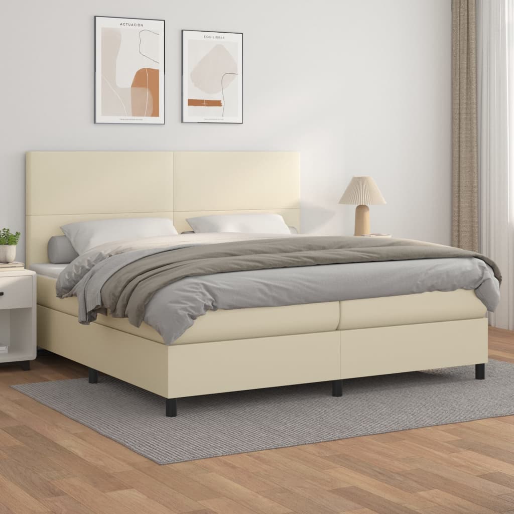 Giroletto a Molle con Materasso Crema 200x200 cm in Similpelle