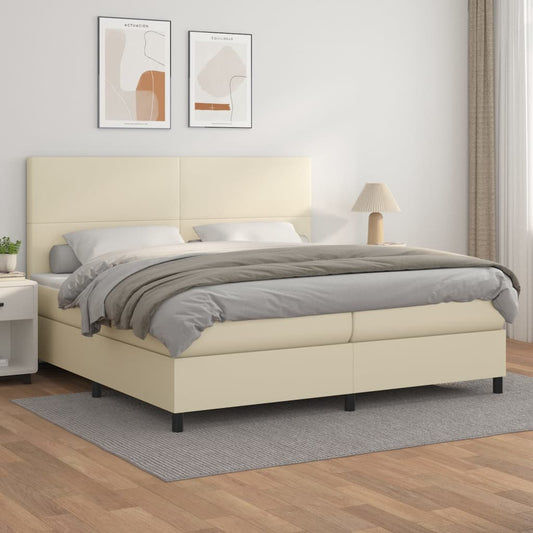 Giroletto a Molle con Materasso Crema 200x200 cm in Similpelle