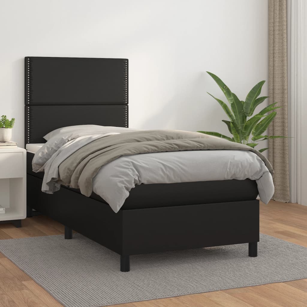 Giroletto a Molle con Materasso Nero 90x190 cm in Similpelle | homemem39