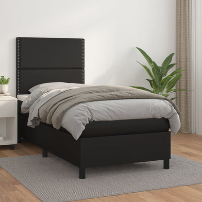 Giroletto a Molle con Materasso Nero 90x200 cm in Similpelle | homemem39