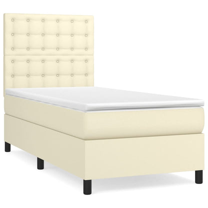 Giroletto a Molle con Materasso Crema 80x200 cm in Similpelle | homemem39