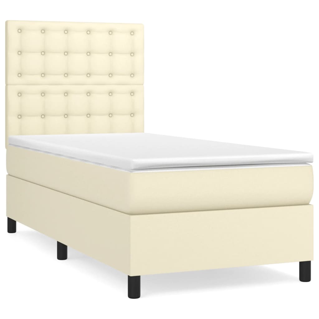 Giroletto a Molle con Materasso Crema 90x200 cm in Similpelle