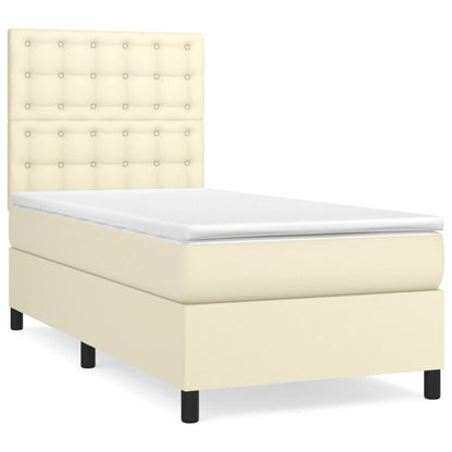 Giroletto a Molle con Materasso Crema 90x200 cm in Similpelle