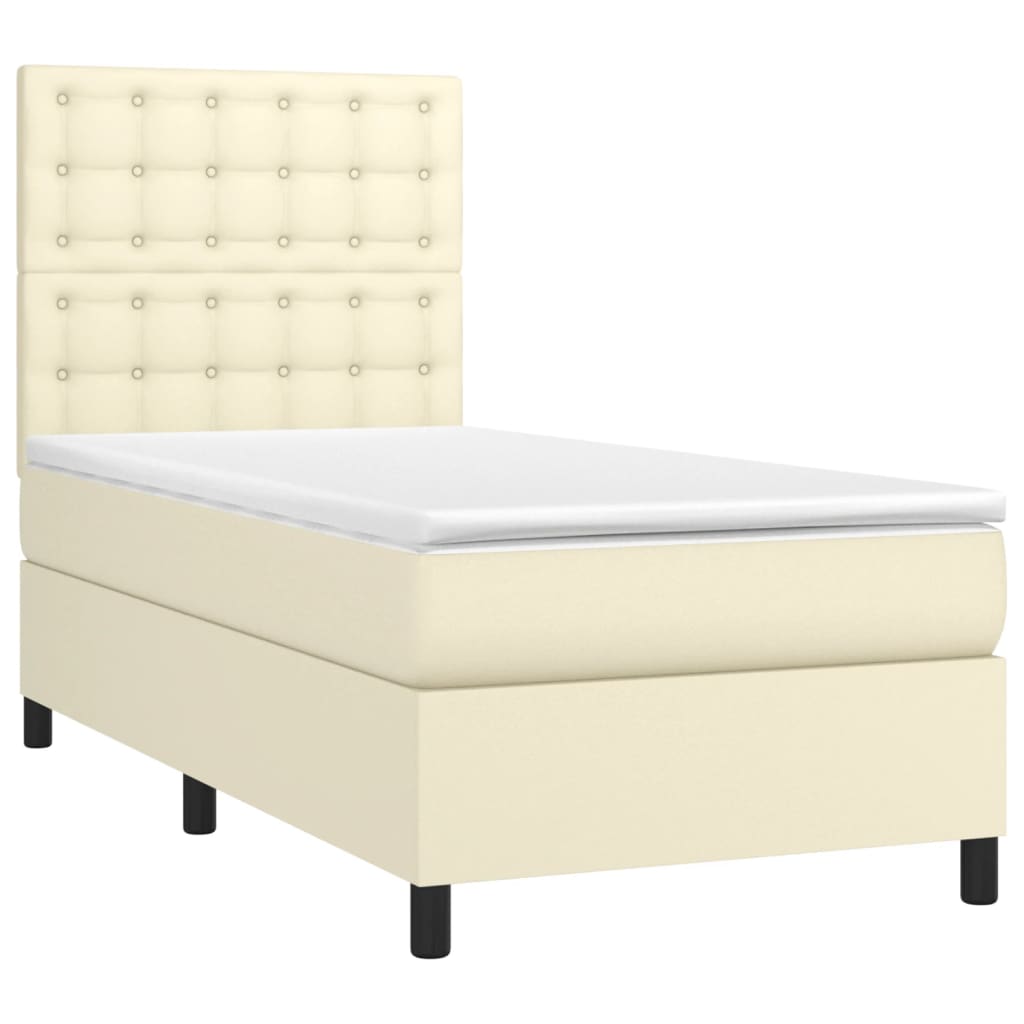 Giroletto a Molle con Materasso Crema 90x200 cm in Similpelle