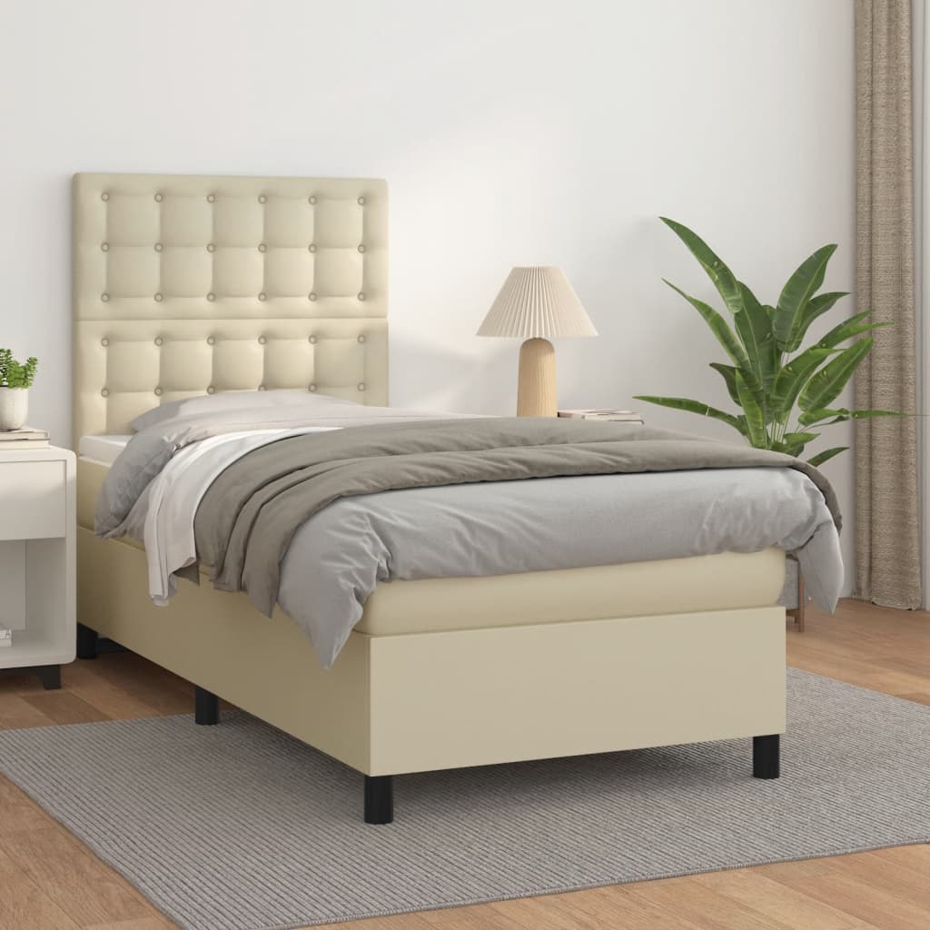 Giroletto a Molle con Materasso Crema 90x200 cm in Similpelle