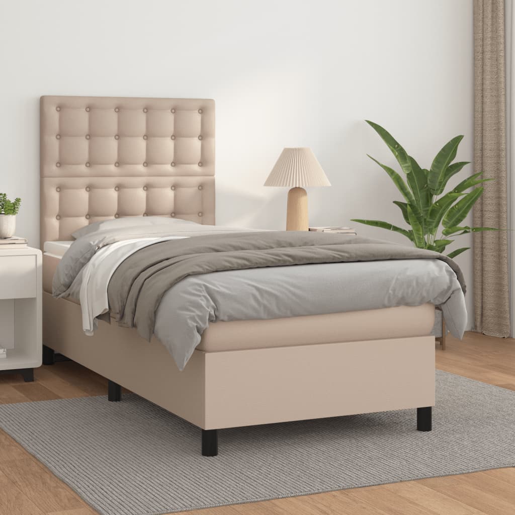 Giroletto a Molle con Materasso Cappuccino 100x200cm Similpelle