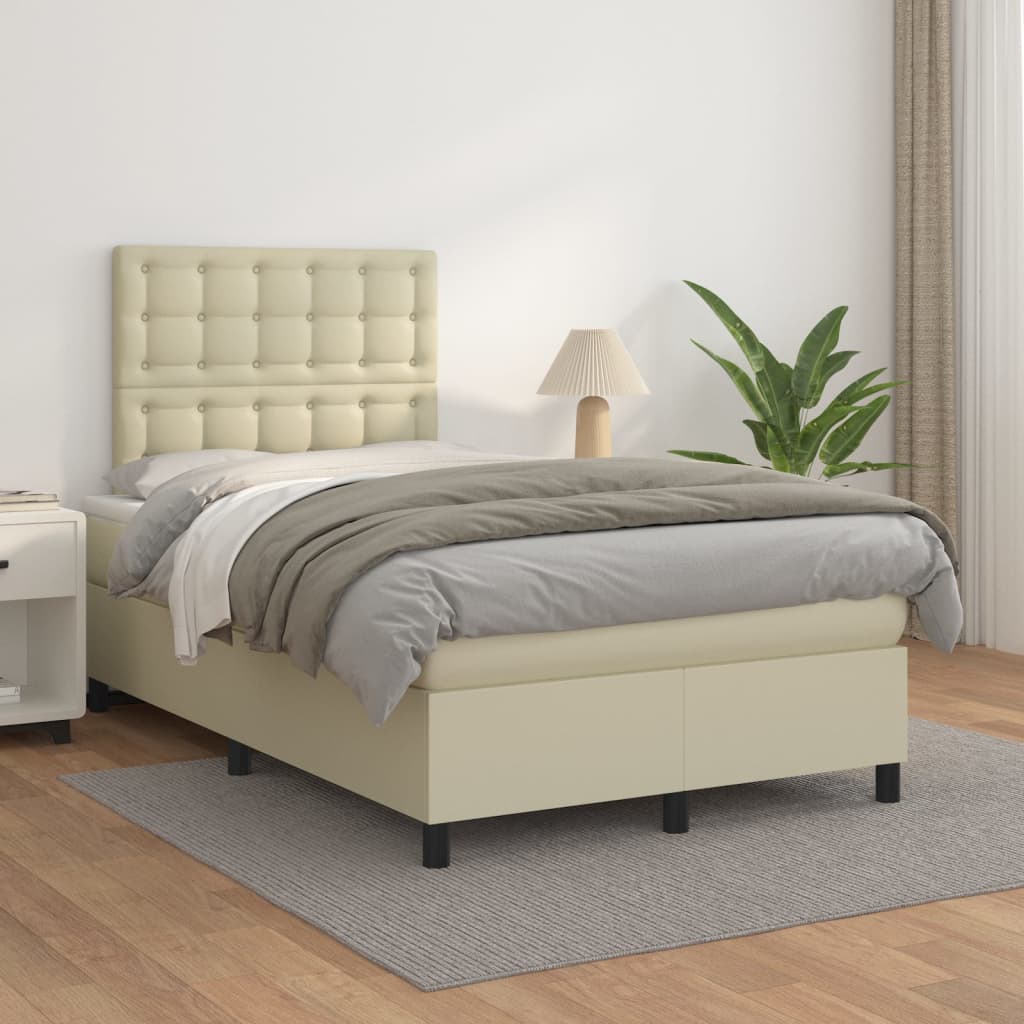 Giroletto a Molle con Materasso Crema 120x200 cm in Similpelle | homemem39