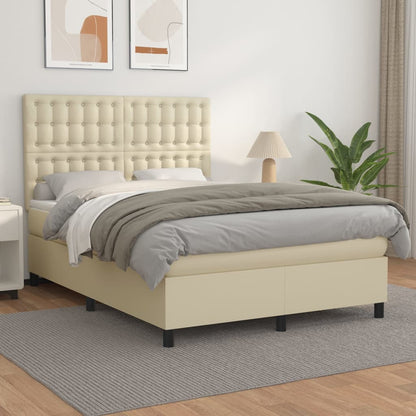 Giroletto a Molle con Materasso Crema 140x190 cm in Similpelle | homemem39