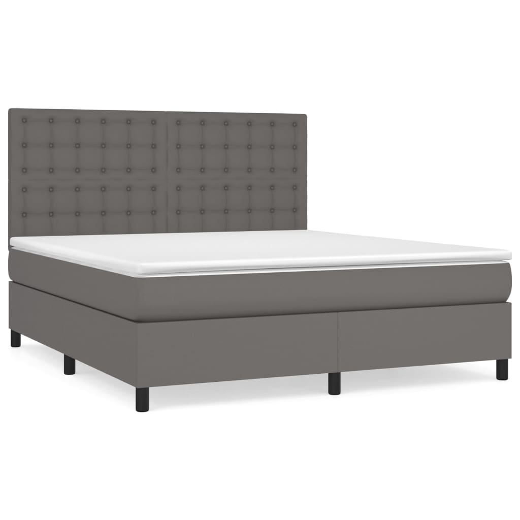 Giroletto a Molle con Materasso Grigio 160x200 cm in Similpelle | homemem39