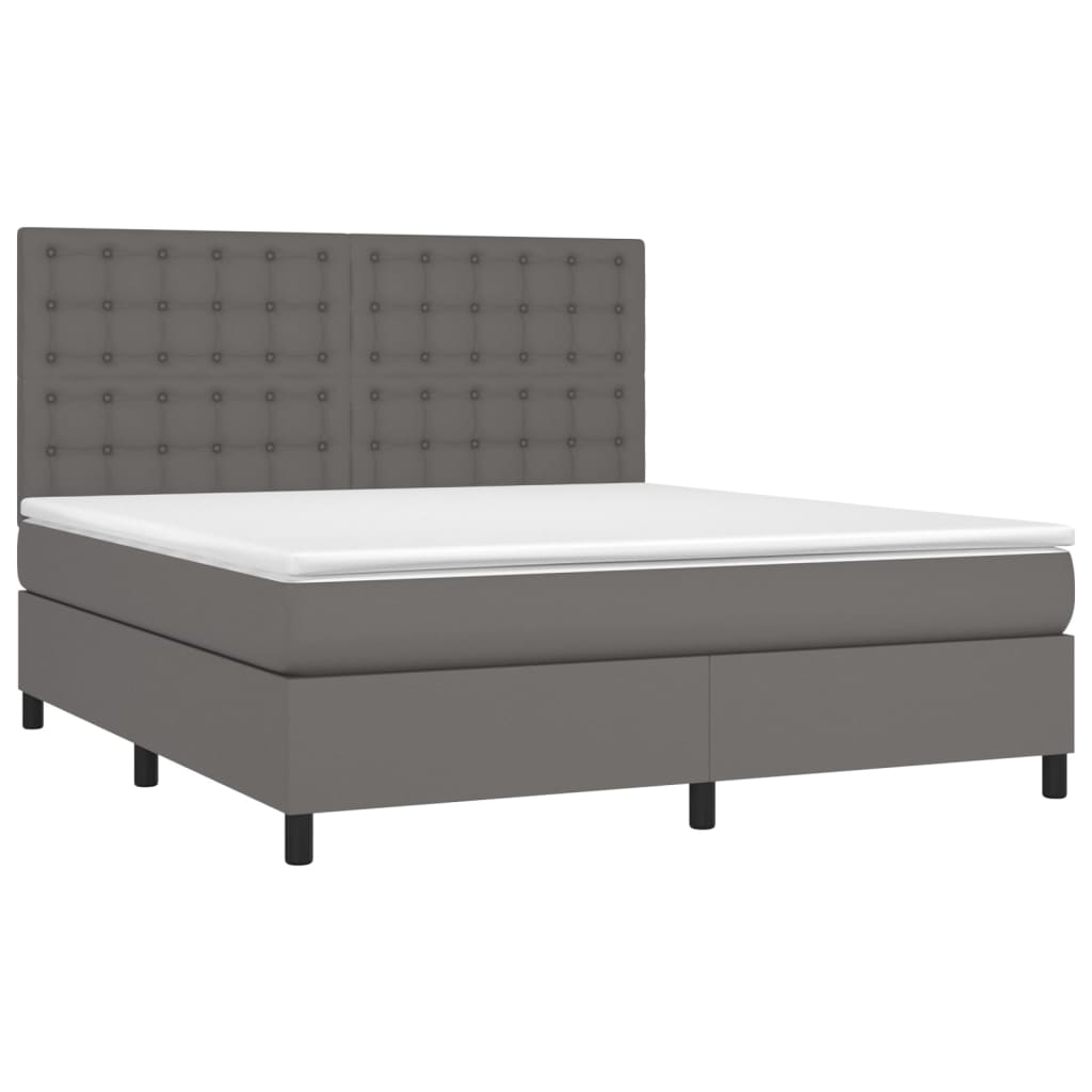 Giroletto a Molle con Materasso Grigio 160x200 cm in Similpelle | homemem39
