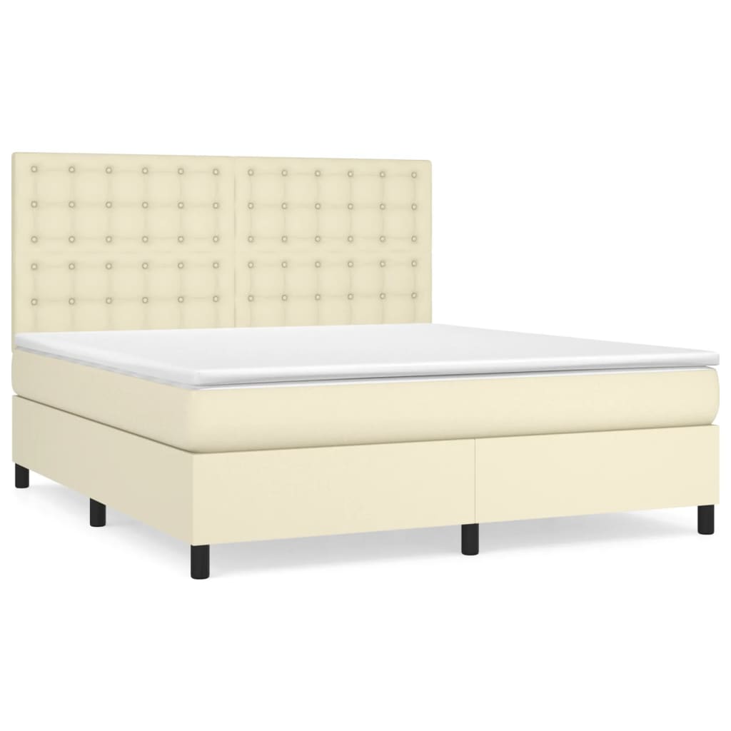 Giroletto a Molle con Materasso Crema 180x200 cm in Similpelle | homemem39