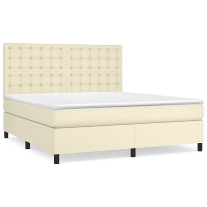 Giroletto a Molle con Materasso Crema 180x200 cm in Similpelle | homemem39