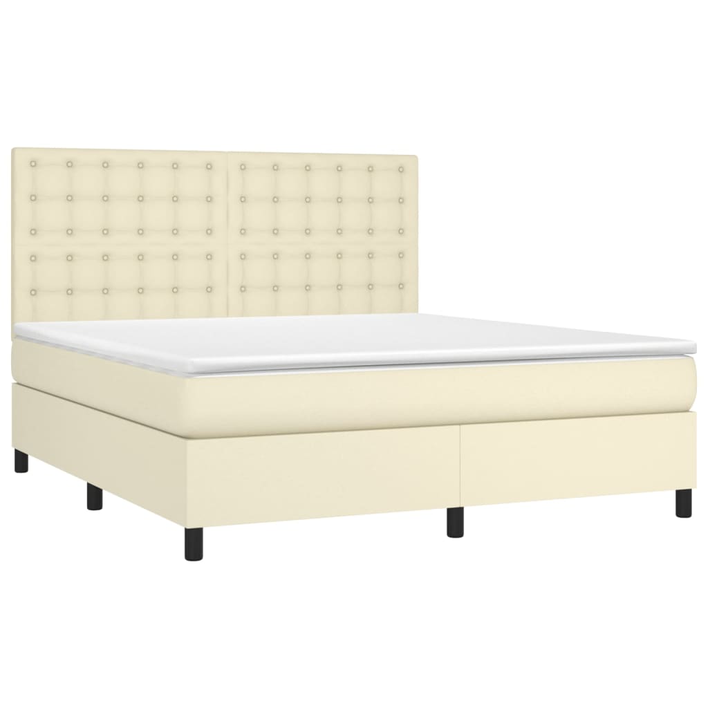 Giroletto a Molle con Materasso Crema 180x200 cm in Similpelle | homemem39