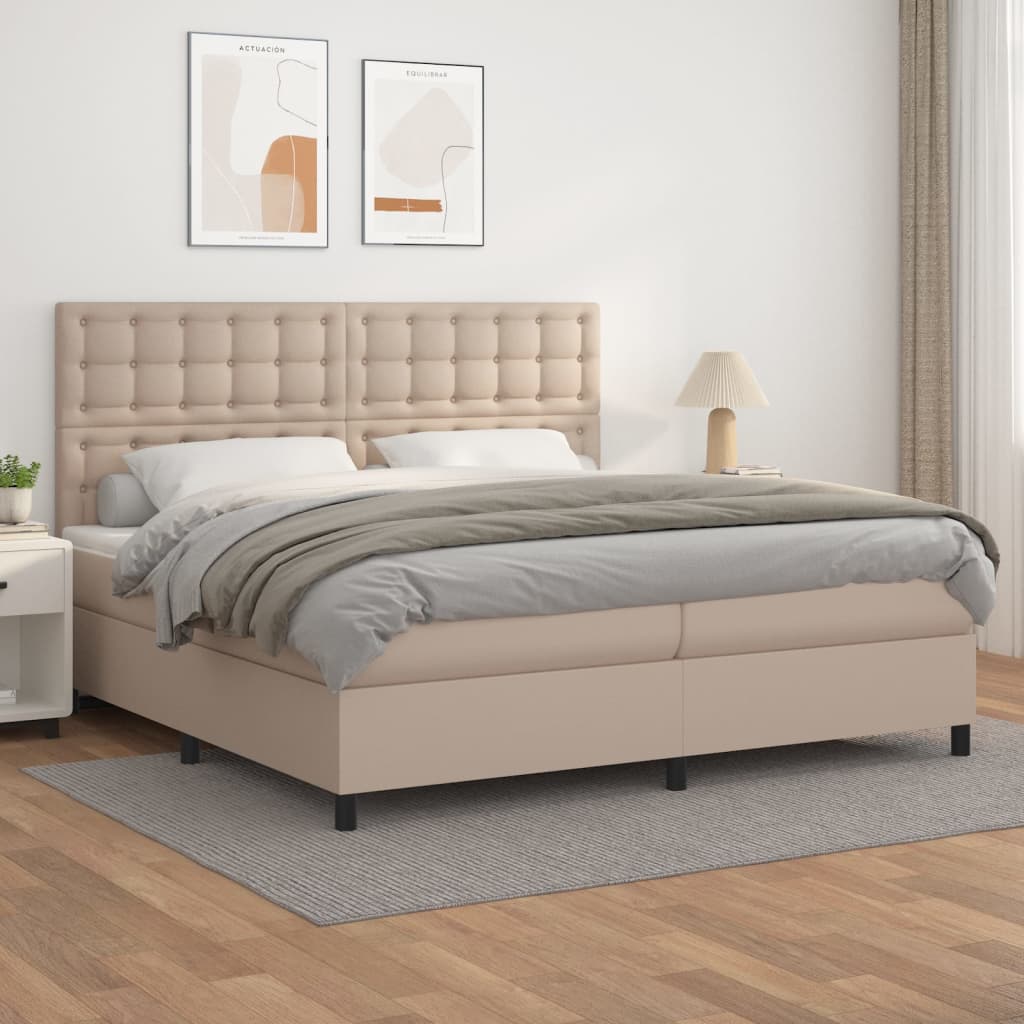 Giroletto a Molle con Materasso Cappuccino 200x200cm Similpelle | homemem39