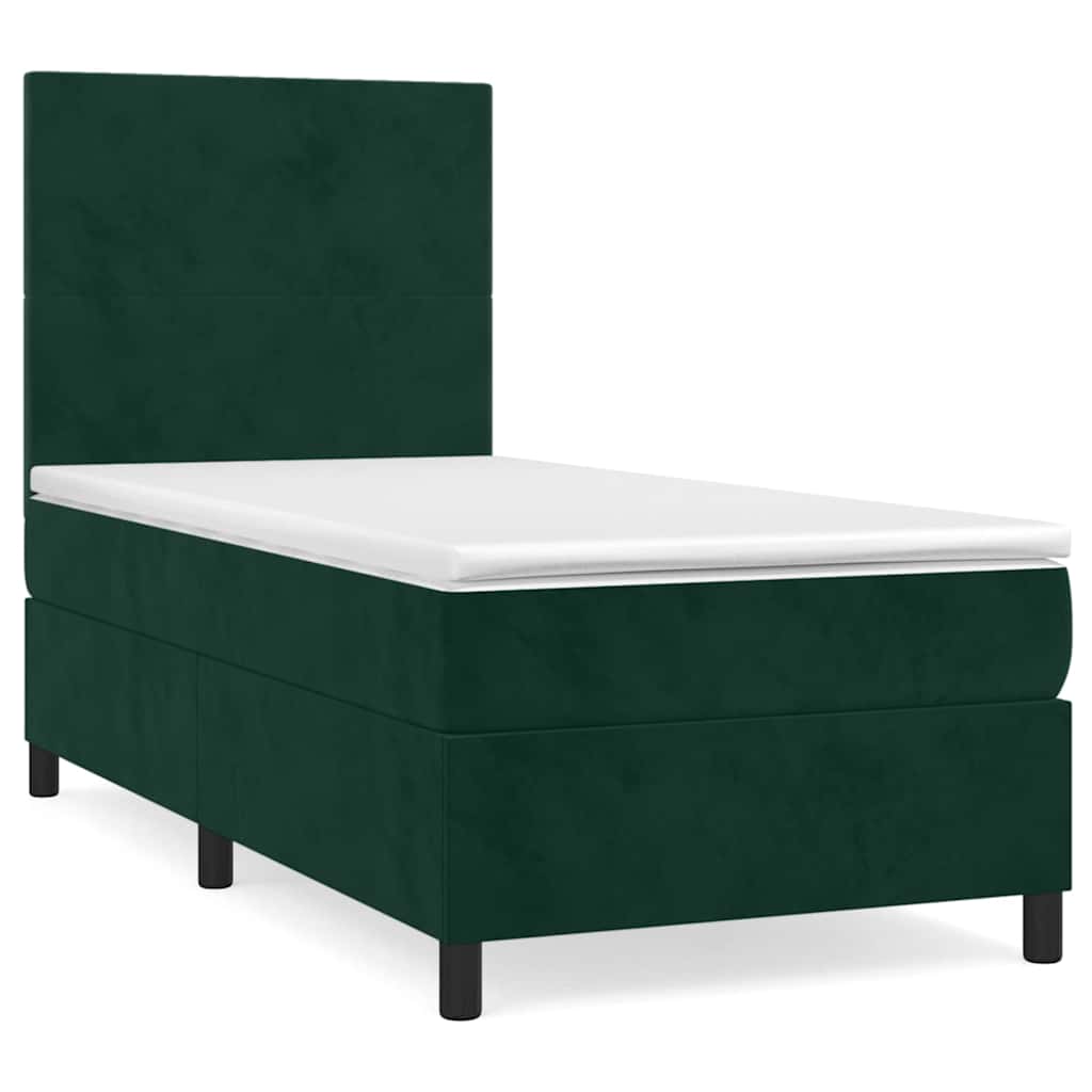 Giroletto a Molle con Materasso Verde Scuro 80x200 cm Velluto | homemem39
