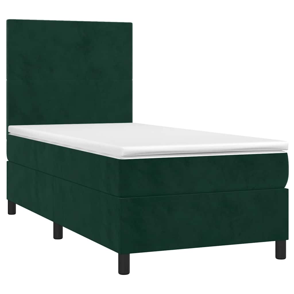 Giroletto a Molle con Materasso Verde Scuro 80x200 cm Velluto | homemem39