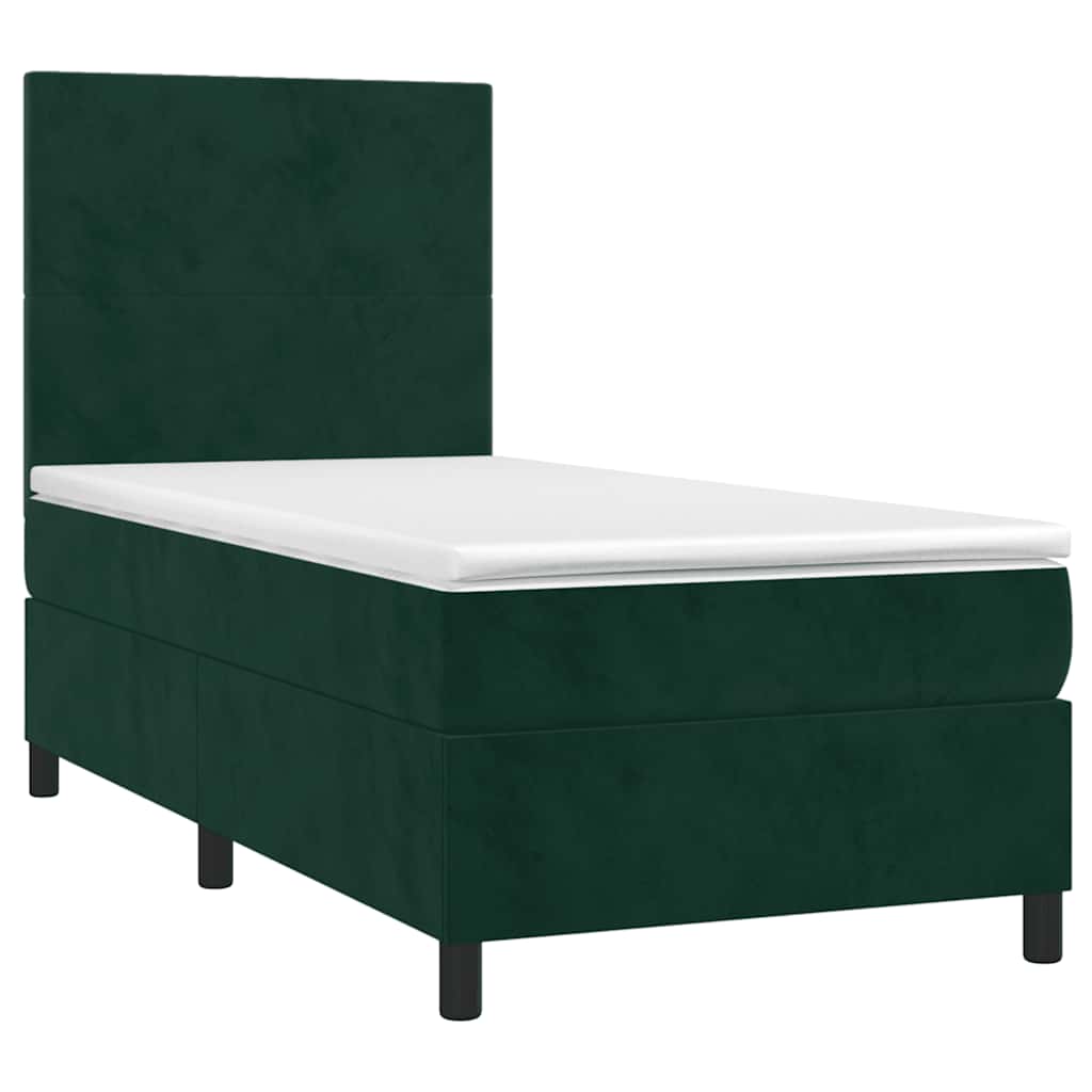 Giroletto a Molle con Materasso Verde Scuro 90x190 cm Velluto | homemem39