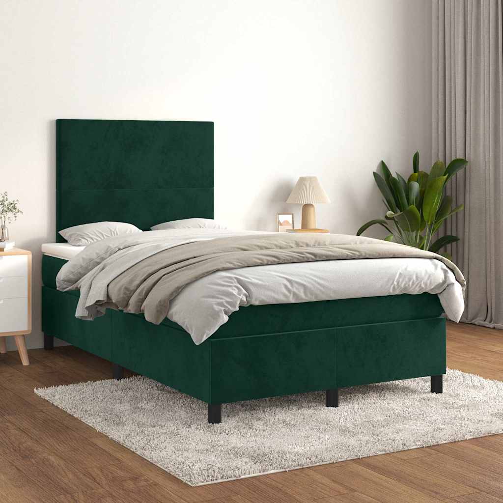 Giroletto a Molle con Materasso Verde Scuro 120x200 cm Velluto | homemem39