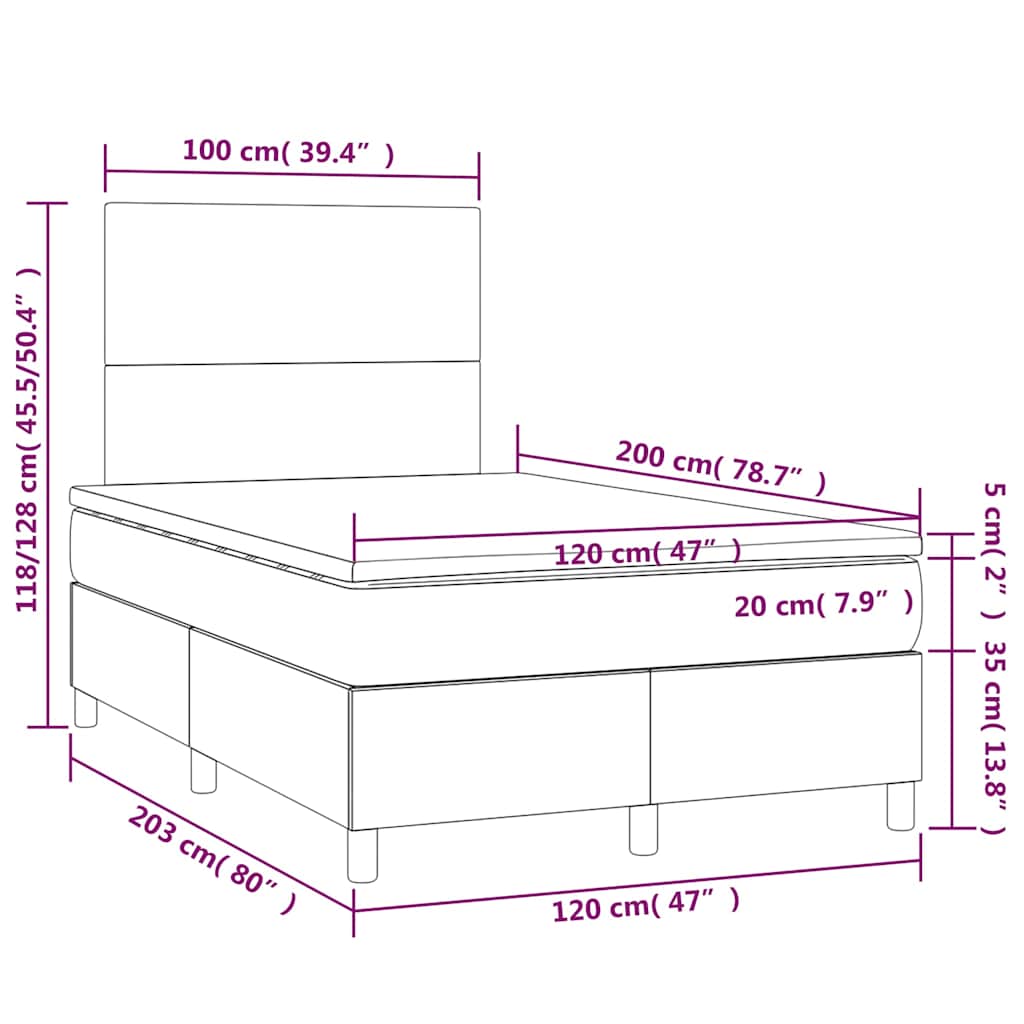 Giroletto a Molle con Materasso Blu Scuro 120x200 cm in Velluto | homemem39