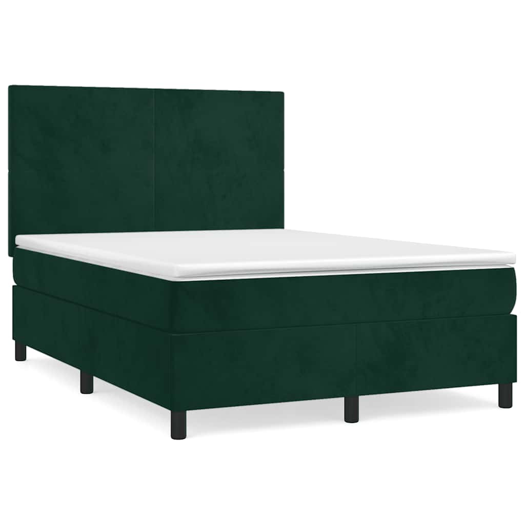 Giroletto a Molle con Materasso Verde Scuro 140x190 cm Velluto | homemem39