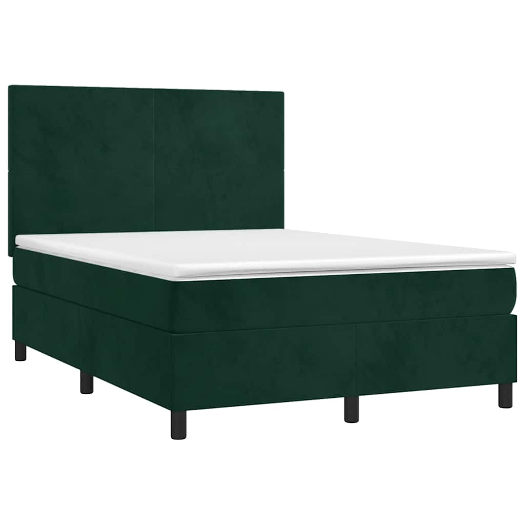 Giroletto a Molle con Materasso Verde Scuro 140x190 cm Velluto | homemem39