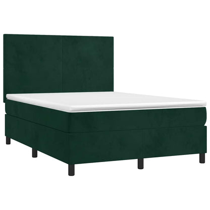 Giroletto a Molle con Materasso Verde Scuro 140x190 cm Velluto | homemem39