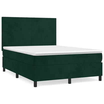 Giroletto a Molle con Materasso Verde Scuro 140x200 cm Velluto | homemem39
