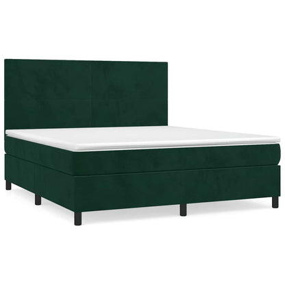 Giroletto a Molle con Materasso Verde Scuro 160x200 cm Velluto | homemem39