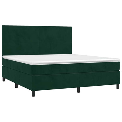Giroletto a Molle con Materasso Verde Scuro 160x200 cm Velluto